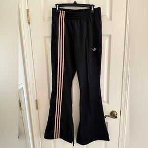 Adidas Women's Black Pants with Pink Stripes